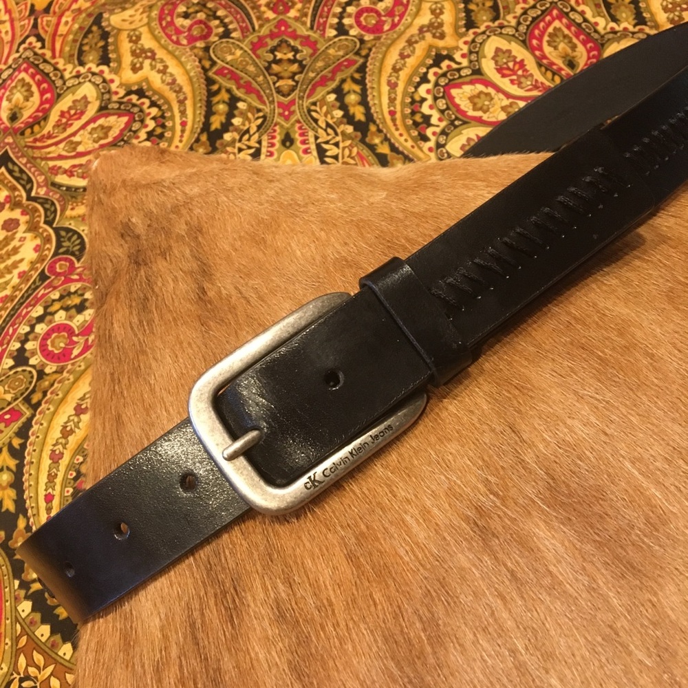 Calvin Klein Black Leather Belt XL